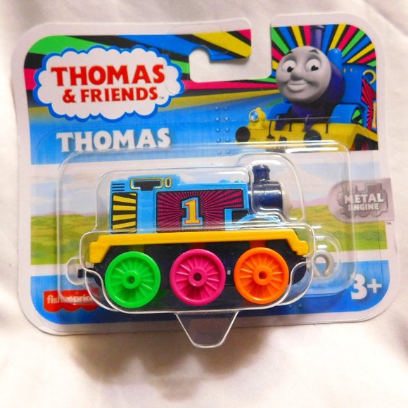 Thomas & Friends Push Along Die-Cast Metal Engine Thomas Neon Colors - Picture 1 of 5